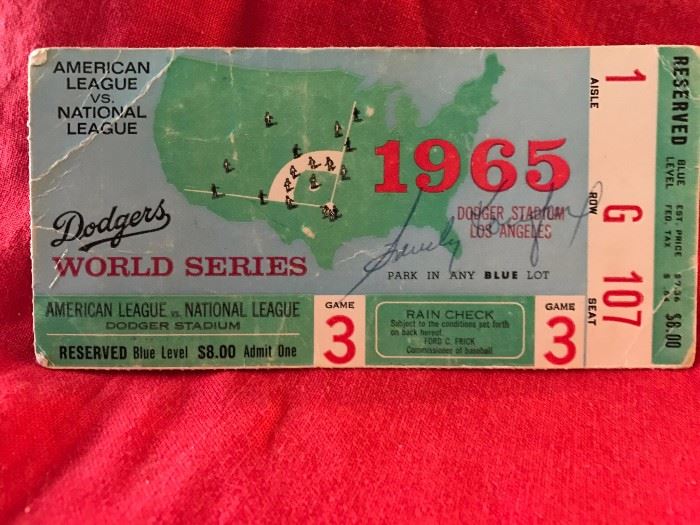 front of world series ticket