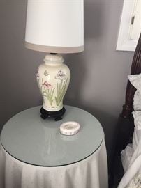 side table with ceramic lamp