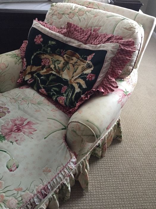 Chaise Lounger with Needlepoint pillow