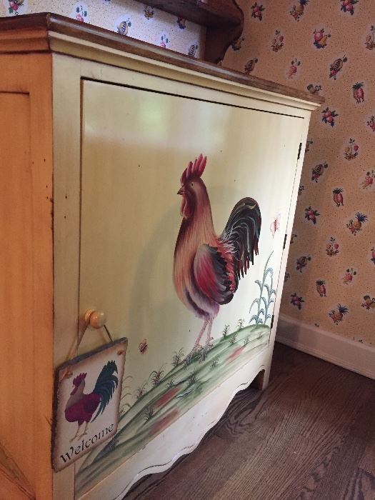 handpainted kitchen cabinet - wide hutch