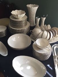 Lenox China (12 ++ place settings and serving pieces) vase, salt and pepper, butter dish too)
