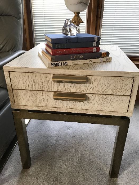 Mid Century Modern floating end table with chrome