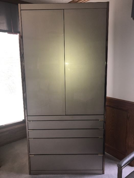 Mid Century Modern Armoire- Lucite, Chrome- Used for TV- endless possibilities- store blankets, use as a bedroom armoire and store clothes, sweaters, etc. 