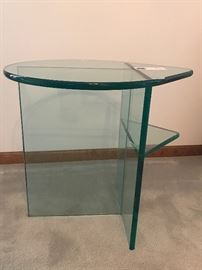 Glass table - fits into corner of chaise lounge
