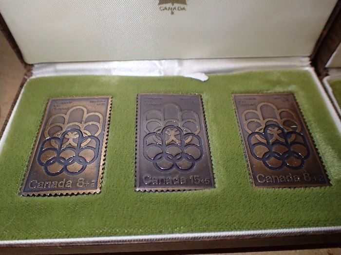 CANADA  MONTREAL SUMMER OLYMPICS BRONZE STAMPS W/CASE