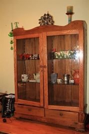 antique cabinet with glass doors
