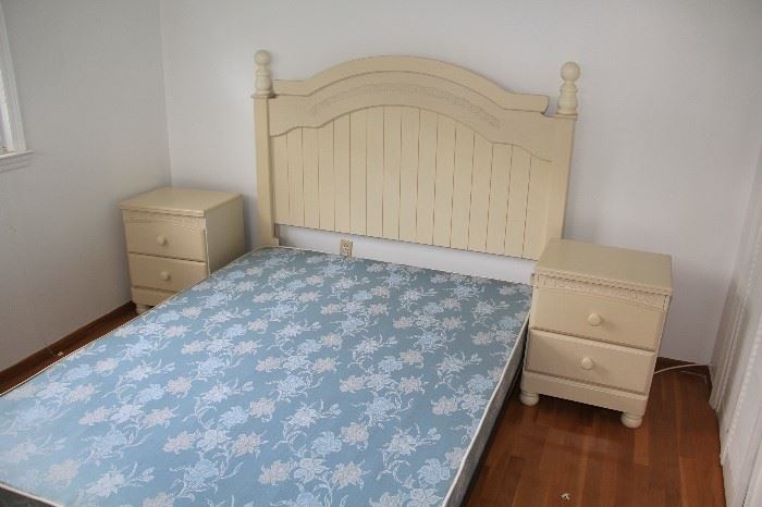 ivory headboard with side tables (part of set)