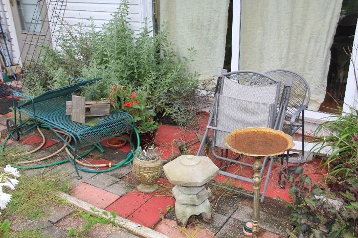 gardening pots, chairs, etc