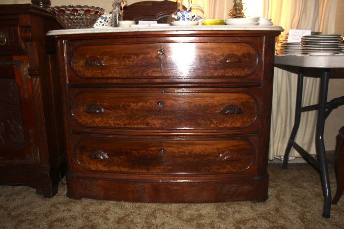 Marble top dresser (three drawer) including mirror $500.00