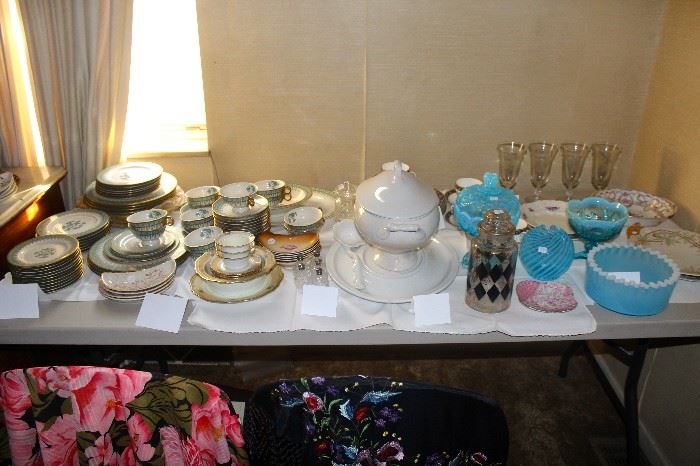 Assorted china ,glassware,soup tureen . Various prices