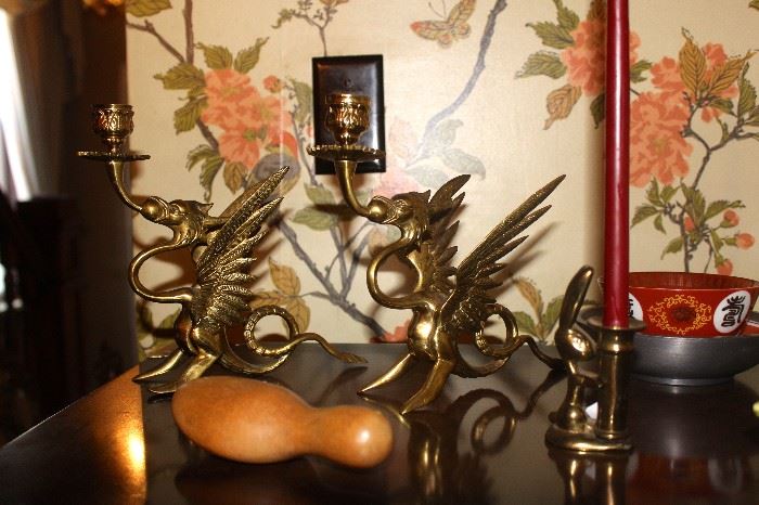 Brass Winged Dragons (pair) Candlesticks $295.00 