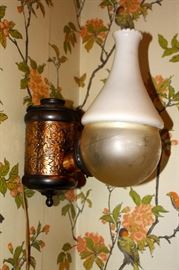 Brass & China Pin Up Lamp-Dunce Cap-$350.00
