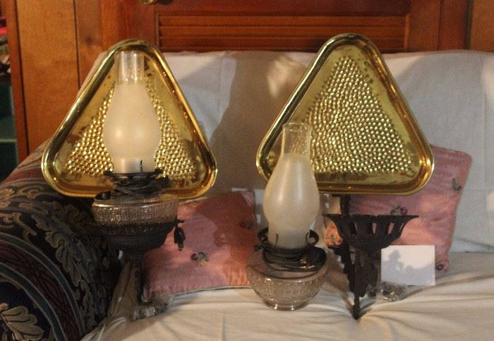 Iron and metal oil lamps $50.00