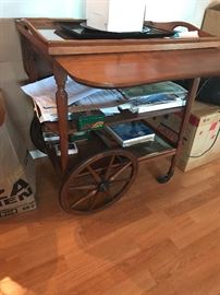 Wood Traditional Bar Cart Antique American 