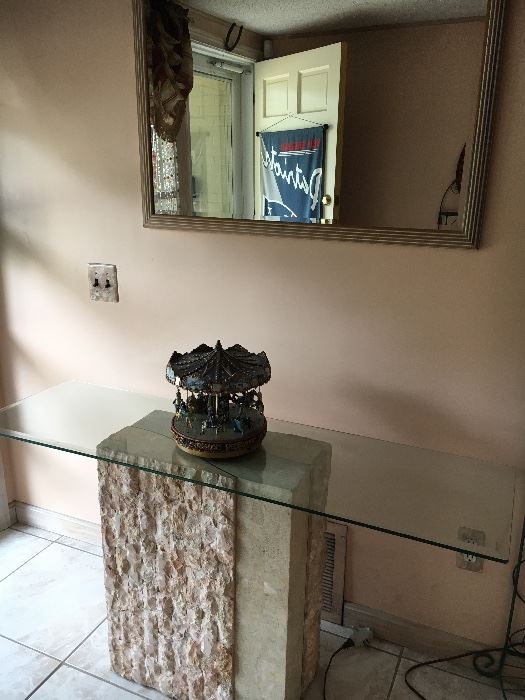 Glass and stone foyer table