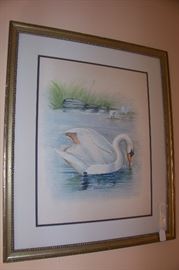 One of a pair of watercolors