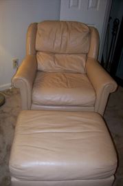Leather chair and ottoman