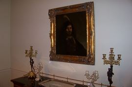 Oil painting in beautiful gold leaf frame - by Ferdinand Bol