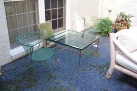 Iron and glass patio table