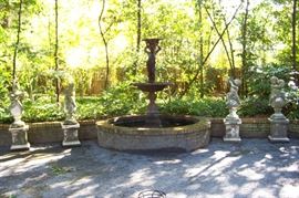 The 4 season statues on stands and a beautiful fountain - Fountain was purchased in France by Herron House Antiques