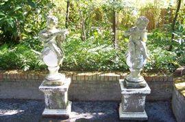 Two of the 4 concrete Four Seasons statues.  The total height of each is 59".   They are being sold as a group of four- we will not split up the group.