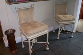 Pair of painted iron bar chairs