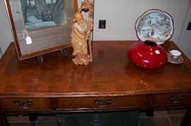 Mahogany three drawer table