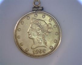 1899 $10 gold coin in holder