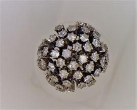 14K white gold diamond dome cluster ring
