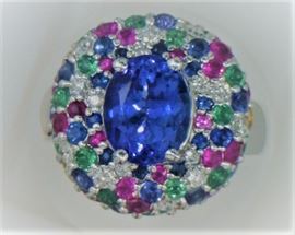 14K white gold 2.94 ct Tanzanite (Ruby, sapphire, emerald, diamond)