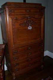 French drop front desk, C. 1850-1860