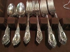 Rose Point sterling flatware, service for 8