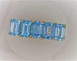 10K yellow gold blue topaz ring