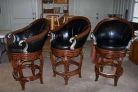 Three bar stools - found on the back porch off the kitchen