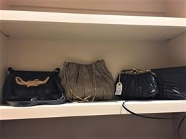 Purses - two center purses are lizard and are vintage Judith Leiber