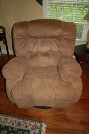 Suede leather swivel/rocker recliner - Cleveland Chair Company
