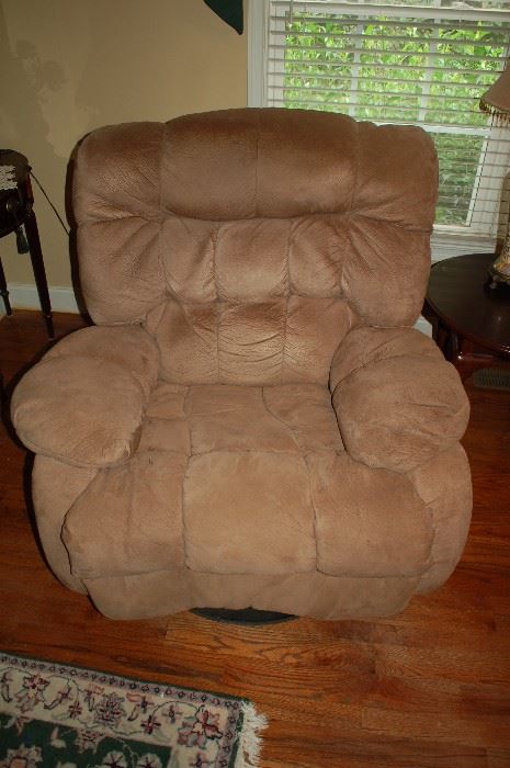 Suede leather swivel/rocker recliner - Cleveland Chair Company