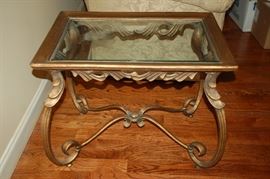 Iron glass topped end tables (2)