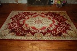 Oriental plush, 5 x 8' rug, wine and beige colors
