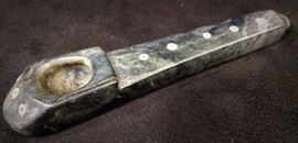 Haida Argillite And Shell Pipe