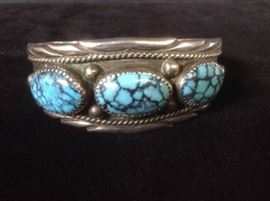 Jimmy Nezzie Navajo Sterling Turquoise Bracelet 