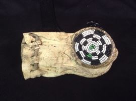 Leather and bead dollar bag