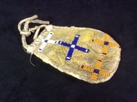 Leather and bead medicine bag