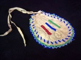 Plains Or Plateau Bead And Leather Pouch
