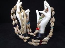 Strung shell necklaces