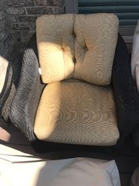 Lloyd Loom cushioned swivel chair with ottoman