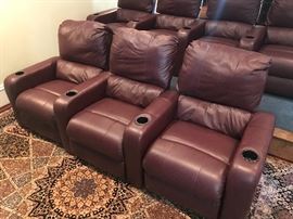 Berkline Theater Seats (total of 7 seats, 3-single, 2-double), platform that the 2nd row of chairs in on is available as well!