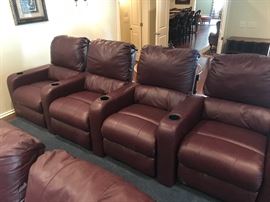 Berkline Theater Seats (total of 7 seats, 3-single, 2-double), platform that the 2nd row of chairs in on is available as well!