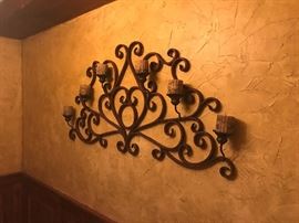 Metal wall hanging candelabra 