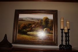 Dan Austine oil painting, set of 3 candlesticks
